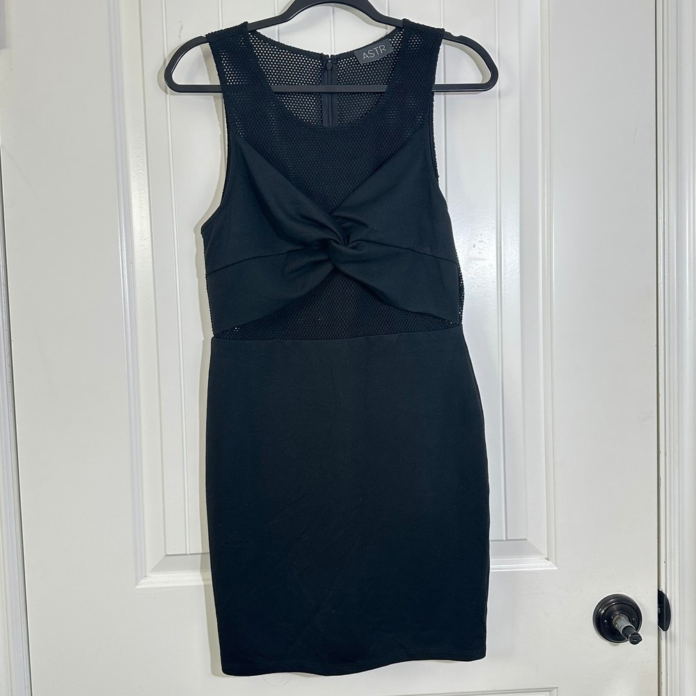 ASTR the Label | Black Sleeveless Mini Bodycon Dress Mesh | Women's S/M‎
